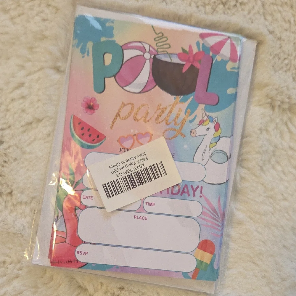 Pool Party Invitation Cards 20 Pack